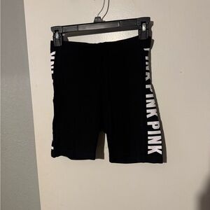 PINK Victoria's Secret Black Bike Shorts with White Side Logo